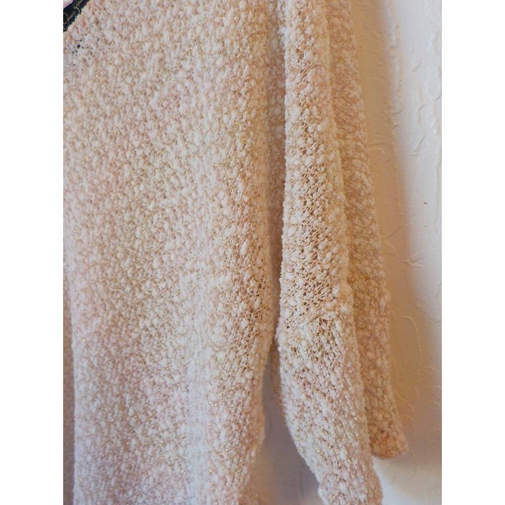 Jessica Simpson Elinah Pink Knit Top Women Sz XS Gold Glitter V-Neck Half Sleeve - Picture 3 of 10